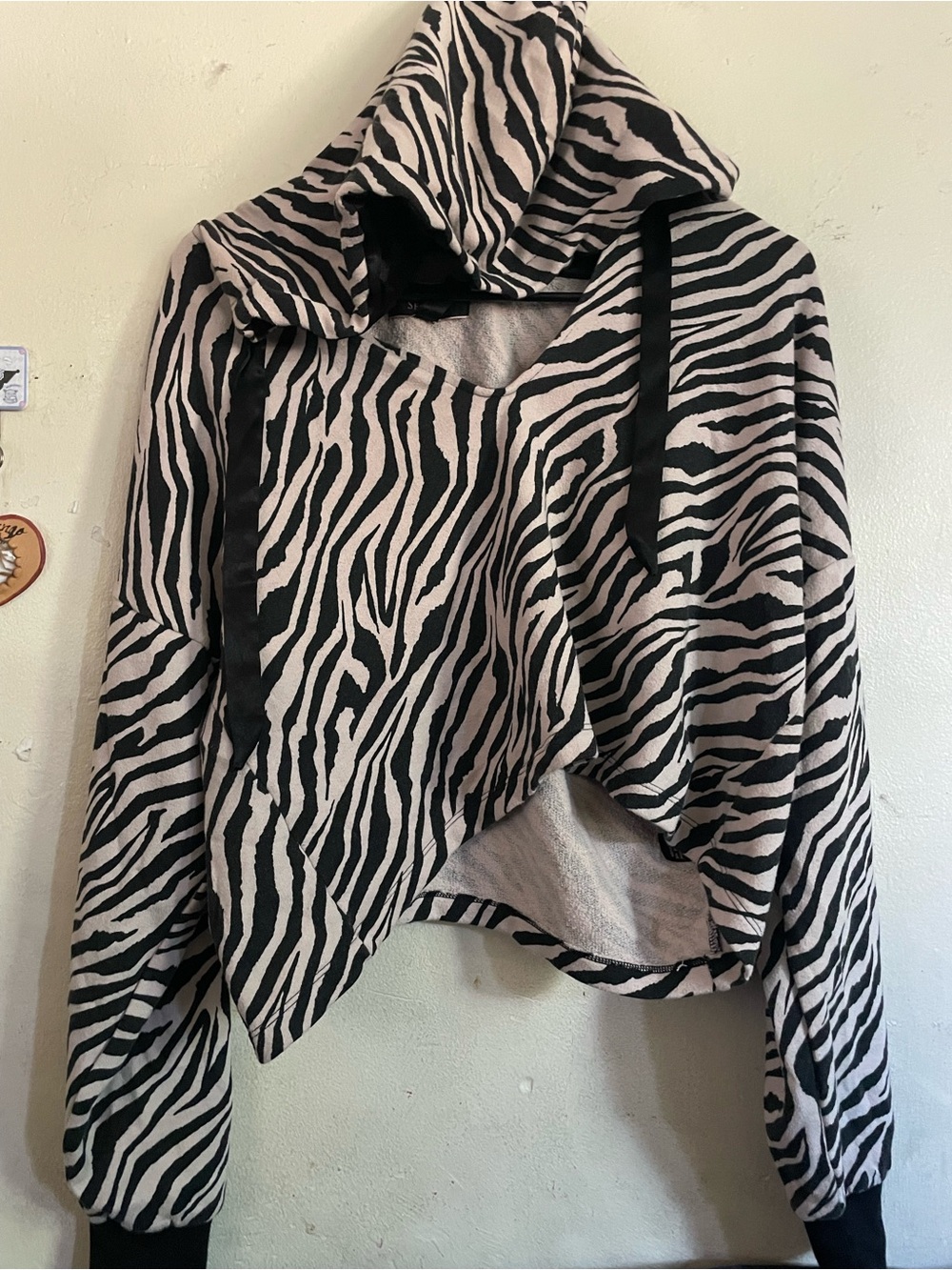 Victoria's Secret Zebra-Print Hooded Jacket - Black & Cream